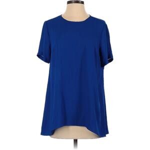 Vince Camuto Short Sleeve Pleated Keyhole Back Blouse Women’s Size Small Blue